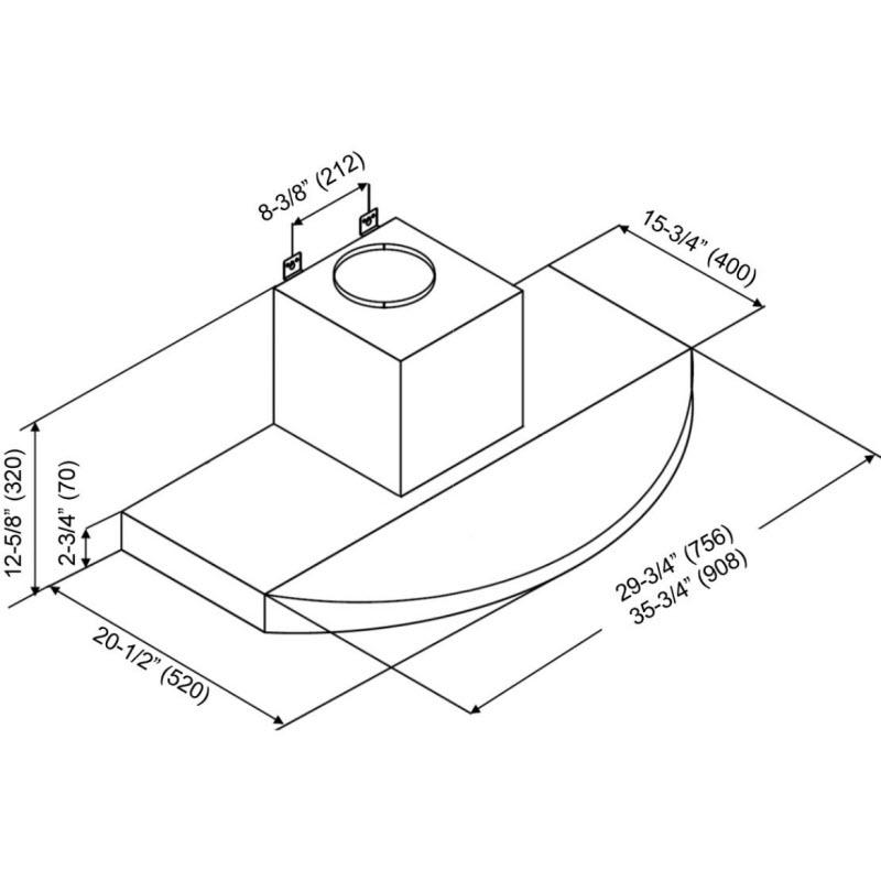Kobe Ventilation Range Hoods RA3830SQB-WM-1 IMAGE 3